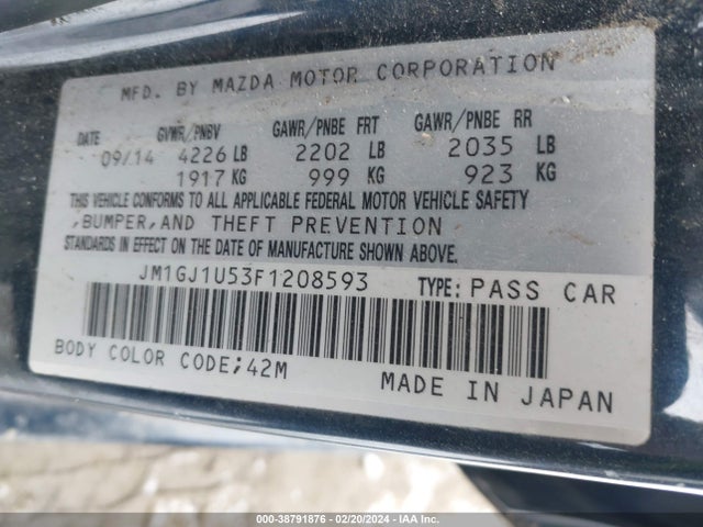 JM1GJ1U53F1208593 Mazda Mazda6 I Sport
