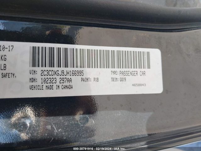 2C3CDXGJ9JH166995 Dodge Charger R/t Scat Pack Rwd