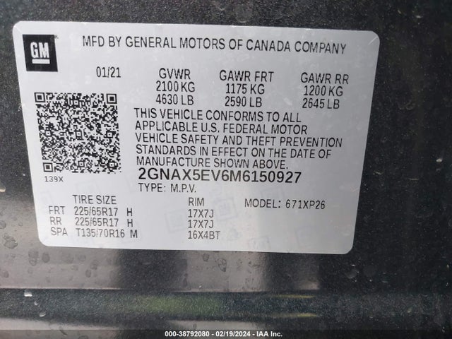 Chevrolet Equinox Awd 1fl 2021 2GNAX5EV6M6150927 Image 9
