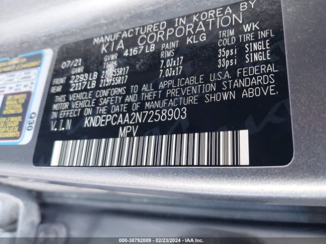 KNDEPCAA2N7258903 KIA Seltos Lx