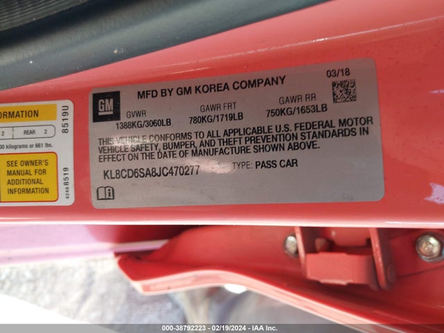 Chevrolet Spark 1lt Cvt 2018 KL8CD6SA8JC470277 Image 9
