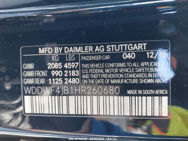 WDDWF4JB1HR260680 Mercedes-Benz C 300 Luxury/sport