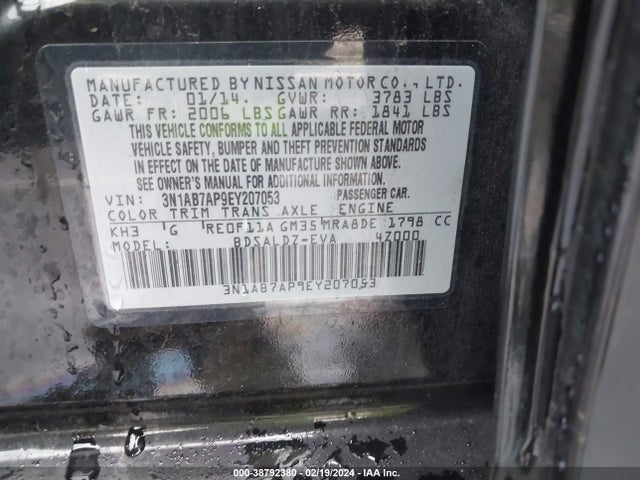 Nissan SENTRA SV 2014 3N1AB7AP9EY207053 Image 9