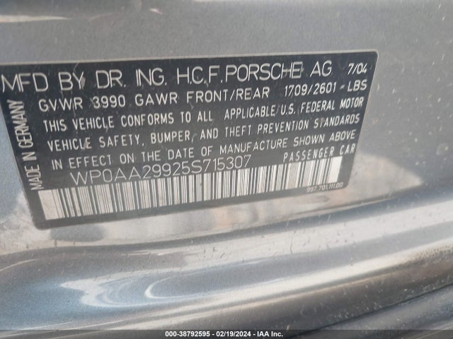 2005 PORSCHE 911 WP0AA29925S715307 Photo 8