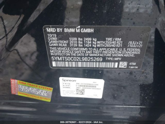 5YMTS0C02L9B25269 BMW X3 M