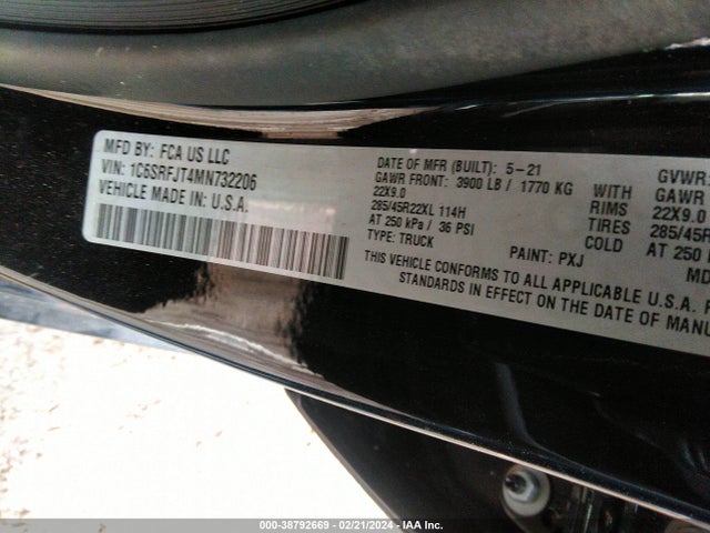 RAM 1500 Laramie  4x4 5'7 Box 2021 1C6SRFJT4MN732206 Image 9