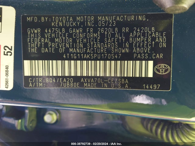 Toyota CAMRY SE 2023 4T1G11AK5PU170547 Image 9