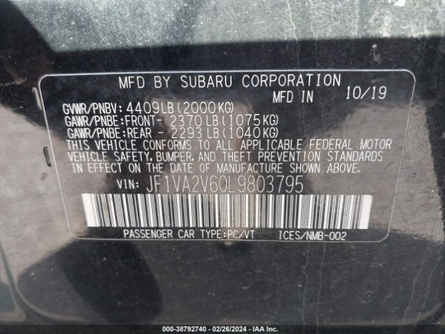 JF1VA2V60L9803795 Subaru Wrx Sti Limited