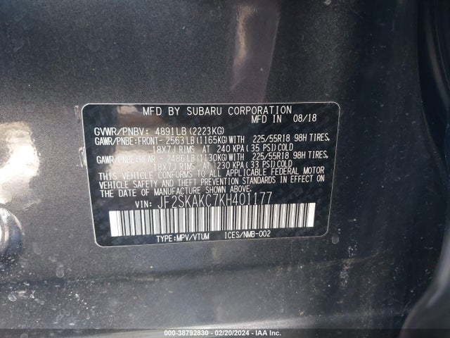 Subaru Forester Sport 2019 JF2SKAKC7KH401177 Image 9