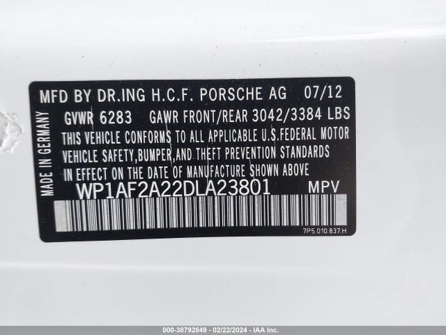 2013 PORSCHE CAYENNE WP1AF2A22DLA23801 Photo 8