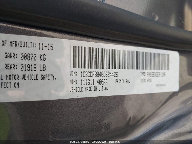 Dodge DART SXT 2016 1C3CDFBB4GD624426 Image 9