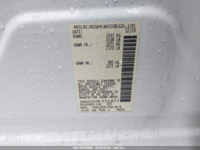1N4AZ1CV7MC551477 Nissan Leaf Sv 40 Kwh
