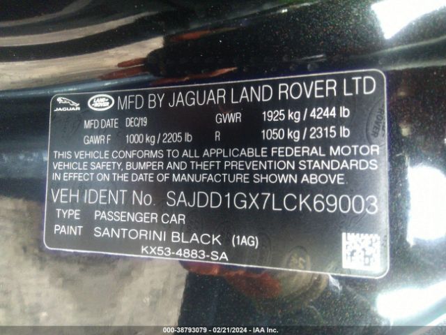 2020 JAGUAR F-TYPE SAJDD1GX7LCK69003 Photo 8
