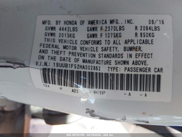 19UUB1F52HA002862 Acura Tlx Technology Package