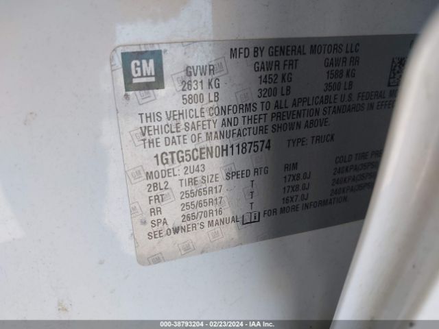 1GTG5CEN0H1187574 GMC CANYON SLE