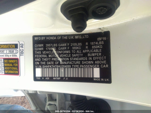 Honda Civic Ex-l 2017 SHHFK7H78HU204099 Image 9