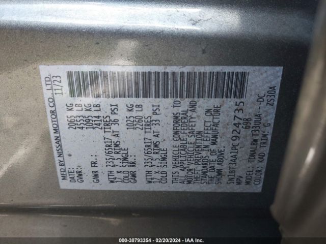 5N1BT3AA1PC924735 Nissan Rogue S Fwd