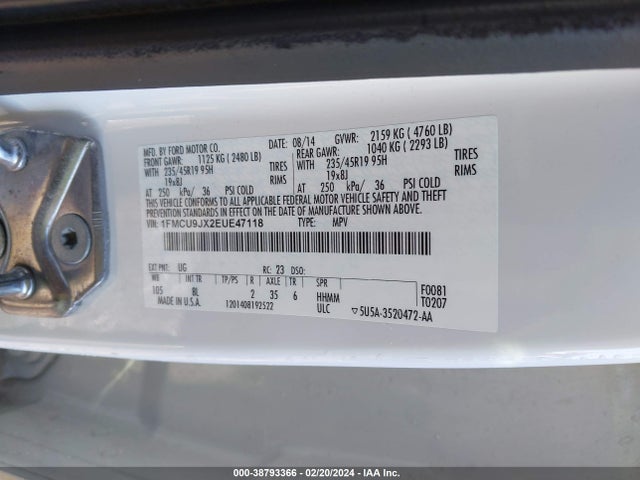 Ford Escape Titanium 2014 1FMCU9JX2EUE47118 Image 9
