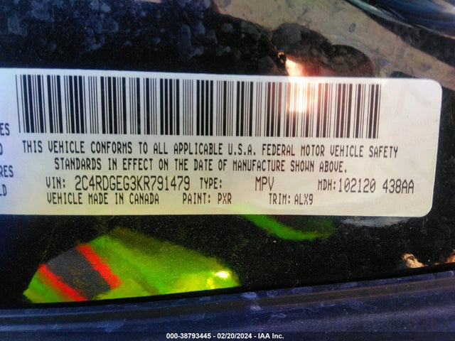 Dodge Grand Caravan Gt 2019 2C4RDGEG3KR791479 Image 9