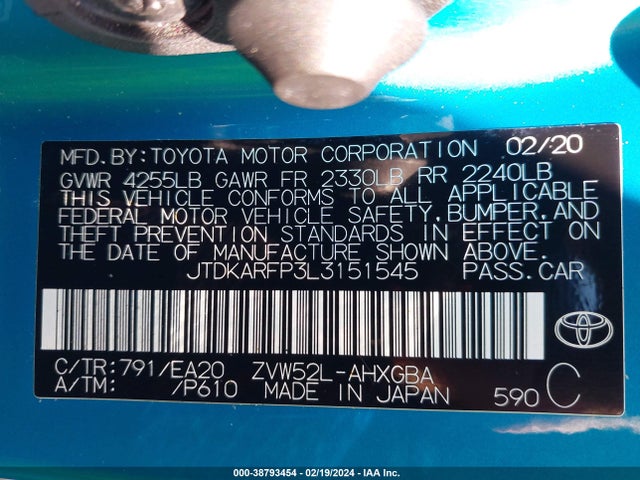 Toyota Prius Prime Xle 2020 JTDKARFP3L3151545 Image 9