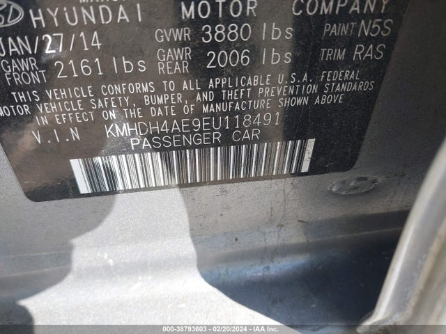 Hyundai ELANTRA SE 2014 KMHDH4AE9EU118491 Image 9