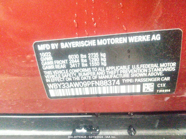 BMW I4 M50 2023 WBY33AW09PFN88374 Image 9