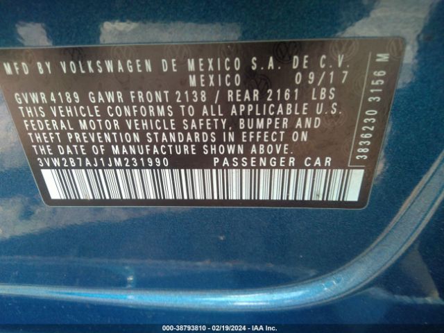 3VW2B7AJ1JM231990 Volkswagen Jetta 1.4t S
