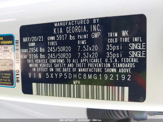KIA Telluride Sx 2021 5XYP5DHC8MG192192 Image 9