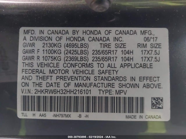 Honda CR-V LX 2017 2HKRW6H32HH216101 Image 9
