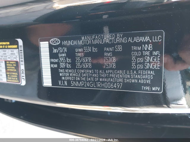 Hyundai Santa Fe Sel 2024 5NMP24GL1RH006497 Image 9