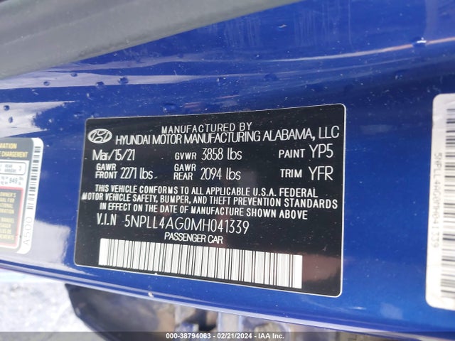 Hyundai ELANTRA SE 2021 5NPLL4AG0MH041339 Image 9