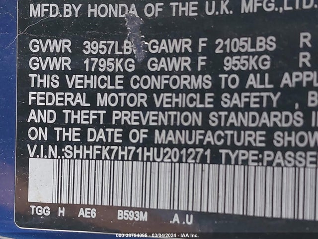 Honda Civic Ex-l 2017 SHHFK7H71HU201271 Image 9