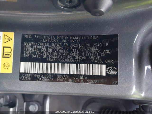 58ABK1GG3HU067941 Lexus ES 350