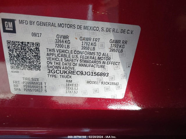 Chevrolet Silverado 1500 1lt 2018 3GCUKREC9JG156893 Image 9