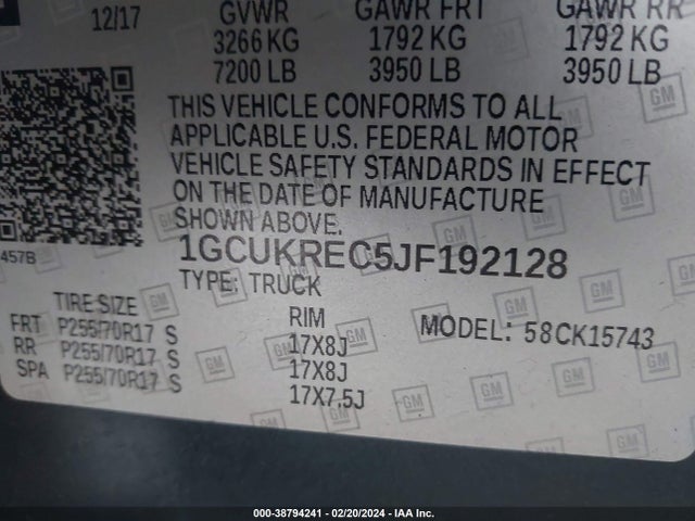 Chevrolet Silverado 1500 1lt 2018 1GCUKREC5JF192128 Image 9