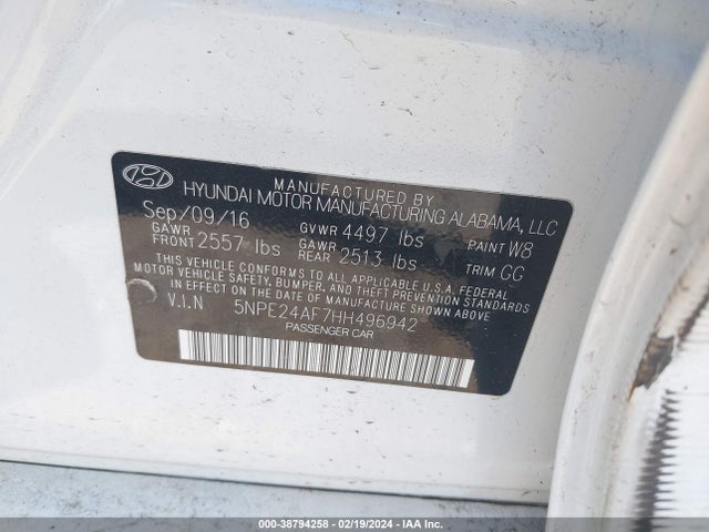 Hyundai SONATA SE 2017 5NPE24AF7HH496942 Image 9