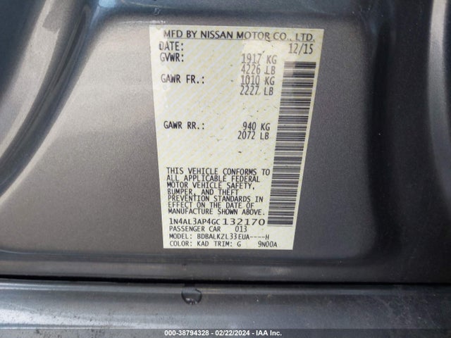 Nissan Altima 2.5 Sv 2016 1N4AL3AP4GC132170 Image 9