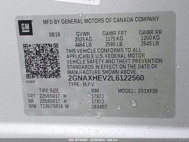 Chevrolet Equinox 2020 2GNAXHEV2L6122560 Image 23