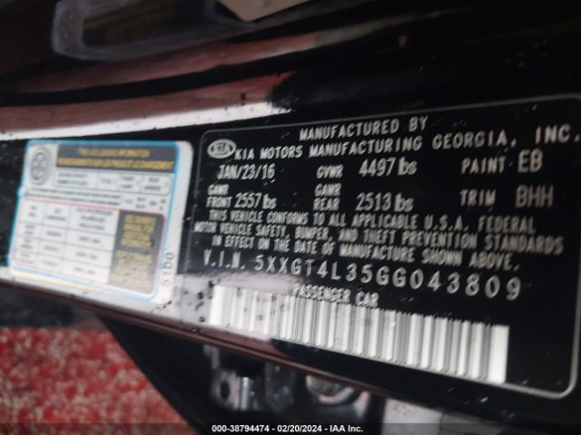 5XXGT4L35GG043809 KIA Optima Lx
