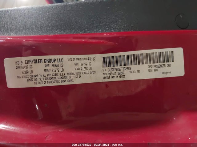 2012 FIAT 500 3C3CFFBR3CT332293 Photo 8