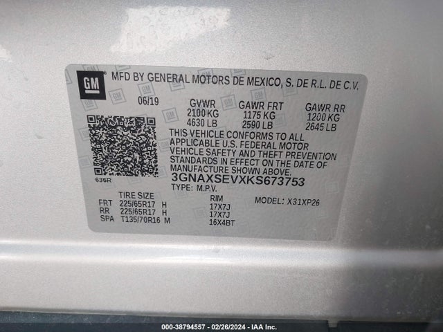 Chevrolet EQUINOX LS 2019 3GNAXSEVXKS673753 Image 9