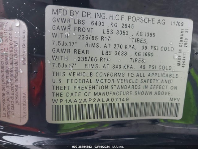 2010 PORSCHE CAYENNE WP1AA2AP2ALA07149 Photo 8