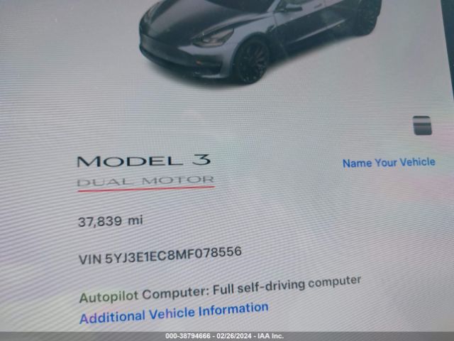 5YJ3E1EC8MF078556 Tesla Model 3 Performance Dual Motor All-wheel Drive