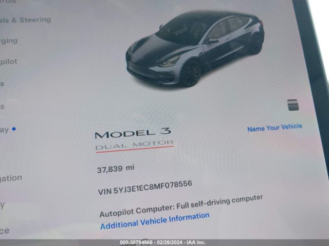 5YJ3E1EC8MF078556 Tesla Model 3 Performance Dual Motor All-wheel Drive