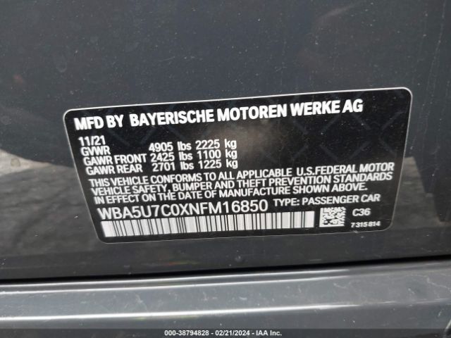 WBA5U7C0XNFM16850 BMW 3 Series M340i