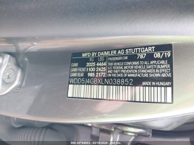 WDD5J4GBXLN038852 Mercedes-Benz CLA 250