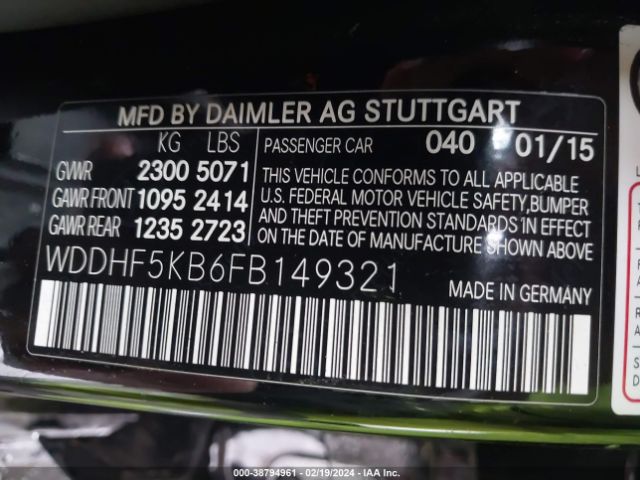 WDDHF5KB6FB149321 Mercedes-Benz E 350