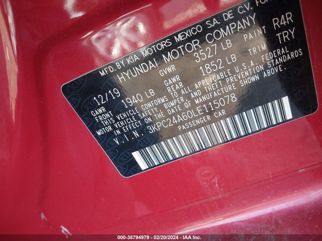 Hyundai ACCENT SE 2020 3KPC24A60LE115078 Image 9