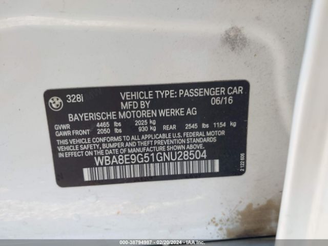 WBA8E9G51GNU28504 BMW 328I