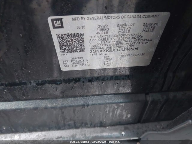 Chevrolet EQUINOX LT 2018 2GNAXKEX3J6344505 Image 9